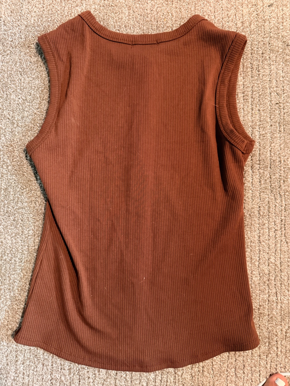 Women's Ribbed Button-Front Tank — Coffee - Picture 3 of 3